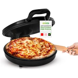NutriChef Forno Pizza, Cuoci Pizza, Uova, Toast, Pancake e Piadina, 1500 Watt, 30 cm, 80-200°C, Manici Termici Salvaspazio, Pizza Fatta in Casa Croccante, Pizza Surgelata, per Pizzaiolo, Nero