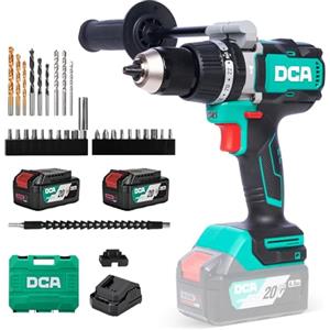 DCA Trapano Avvitatore A Percussione Brushless 20 V, 120 Nm, Mandrino Metallo 13 mm, Frizione 24+1+1, 32000 Colpi/min, Con 2 Batterie 4,0 Ah Per Mattoni, Metallo E Legno