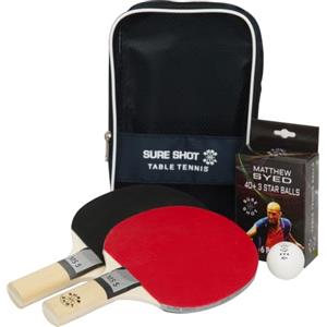 Sure Shot Matthew Syed - Set da ping pong MS-5 per principianti, con custodia protettiva Sure Shot e 6 palline da ping pong bianche a 3 stelle, 40+, racchette da ping pong ad alto controllo