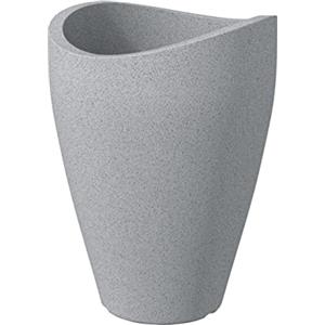 Scheurich Wave Globe High 40 - Vaso da fiori rotondo in plastica riciclata, per esterni, colore: Grigio stony