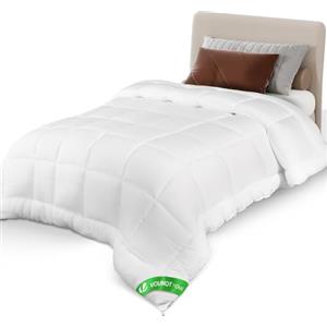 VOUNOT® Piumino Letto Una Piazza e Mezza 155x200 cm, Piumone Leggero 200 GSM per 4 Stagioni, Trapunta Estiva, 100% Microfibra, Bianco