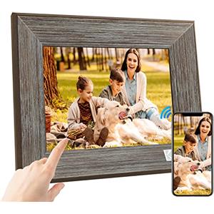 KODAK Cornice portafoto digitale da 8 pollici Wi-Fi elettronica HD IPS touch screen Smart cornice in legno cloud con app, memoria 16 GB, rotazione automatica, condivisione di immagini, musica, video