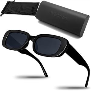 Netrox Occhiali da sole neri moderni unisex per uomo e donna con lenti UV400 polarizzate, protezione 100% UVA e UVB, montatura leggera e resistente, stile elegante per guida, viaggio, spiaggia e sport