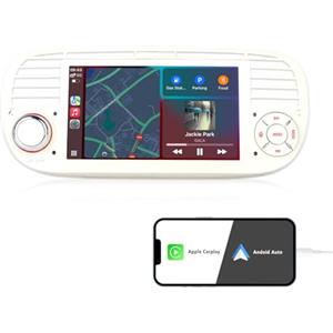 ZUNDION Autoradio per Sistema di aggiornamento Hi-Fi con Wireless CarPlay/Android Auto Plug-and-Play Autoradio per Fiat 500 2007-2015 Modelli sintonizzati RDS/AM/FM/USB BT 5.0 Subw EQ SWC