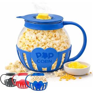 Netrox - Popcorn Maker per Microonde Senza Olio 3L - Ciotola in Vetro, BPA Free, Lavastoviglie - Popcornmaschina Fettfreie, Snack Healthy per Serata Cinema Famiglia, Idea Regalo