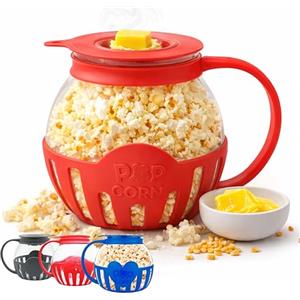 Netrox - Popcorn Maker per Microonde Senza Olio 3L - Ciotola in Vetro, BPA Free, Lavastoviglie - Popcornmaschina Fettfreie, Snack Healthy per Serata Cinema Famiglia, Idea Regalo