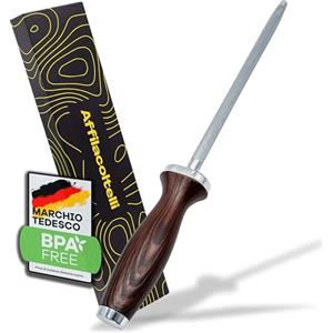 Netrox Affilacoltelli Professionale con Acciarino per Coltelli - Affila Coltelli da Cucina, Manuale e Compatto - Affilatore di Coltelli e Lame per Uso Domestico e Professionale
