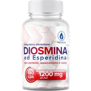 FREVELIX Diosmina Esperidina Alto Dosaggio 1200mg 180 Capsule - Per Funzionalità del Microcircolo con Centella Asiatica, Ippocastano, Rusco e Bromelina