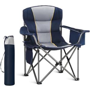 HIGH POINT SPORTS Sedia Pieghevole da Campeggio 200kg Sedia da Campo Portatile e Resistente con Portabicchieri Sedia da Pesca Blu