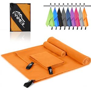 Pameil Asciugamano Microfibra Set di 3 (Asciugamano da Bagno Grande 160x80cm +2 Pezzi Asciugamano Piccolo 80x40cm) Telo Microfibra per Backpacker, Asciugamani Palestra ad Asciugatura Rapida (Arancione)
