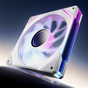 AsiaHorse - Ventola per PC RGB 140 mm reversibile [HDB] 89.77 CFM/1800 RPM/3,24 mmH₂O 5V3PIN ARGB e ventola PWM 12V4PIN, 50.000 ore di durata AMICIMega-A14-R, colore: Bianco