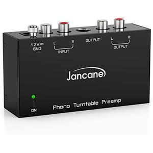 Mersoco Preamplificatore Phono, Pre Phono Giradischi audio stereo elettronico con ingresso RCA, uscita RCA/TRS, funzionamento a basso rumore, con adattatore CC da 12 volt