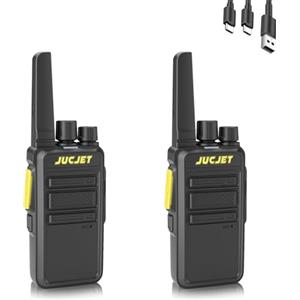 JUCJET Walkie talkie JUCJET V12D, set di radio PMR446 con ampia portata e soppressione intelligente del rumore e riconoscimento vocale Walkie talkie-comunicazione crittografata, scansione analogica (2 pezzi)