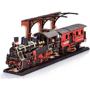 ROBOTIME Puzzle 3D Legno Treno a Vapore, Modellini da Costruire Adulti, Puzzle in Legno 3D Decorazione per la Casa Regalo di Natale per Adulti Adolescente