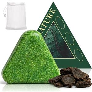 Muiefe Nature Triangle Shampoo Bar con Retina Schiumogena, 120g Saponetta Shampoo Verde, Shampoo Solido Naturale per Donna & Uomo, Pulizia Delicata e Idratante, Rinforza i Capelli (1)