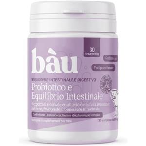 bàu Bau Probiotici per Cani, Fermenti Lattici Cane, Supporto Gastrointestinale Cane, Probiotico Digestivo per Cani Prurito, Integratore Diarrea Cane con Ingredienti Naturali, Probiotico Cane -30cps
