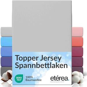 etérea Himmlische Qualität etérea Jersey Topper lenzuolo con angoli 120x200-120x220 cm Argento Epaisseur 5-10 cm - 100% Cotone - Oekotex materasso Letto copripiumino - lenzuola 120x200cm - 120x220cm Grigio