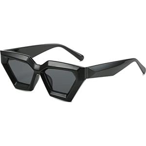 LJCZKA Occhiali da Sole Occhi di Gatto di Quadrati Donna Uomo, Occhiali da Sole Vintage Flat Top Occhiali Quadrati Piccoli con Montatura Spessa
