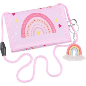 Huiguli Portafoglio Bambino, Arcobaleno Portafogli Bambini Trifold, Portamonete Per Ragazza con Portachiavi e Cordino Per Scuola Viaggi, Regalo di Natale di Compleanno