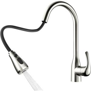 Rainsworth Rubinetto da cucina allungabile - 3 modalità rubinetto da cucina, rubinetto girevole a 360°, rubinetto con tubo dell'acqua fredda e calda, miscelatore cucina, nichel
