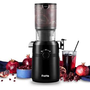 Fretta Estrattore frutta e verdura, apertura 108MM e capacità di 1L estrattore di succo, 200W centrifuga Lenta, 99% nutrienti preservati, senza BPA, facile da smontare e pulire