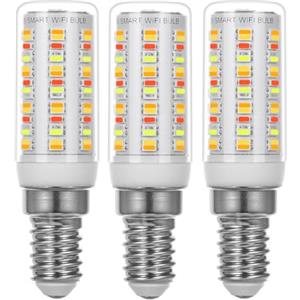 I-SHUNFA Lampadina LED Wi-Fi Smart E14 RGB, 4W, 400LM AC 230V, Cambio Colore Con Sincronizzazione Musicale, 16 Milioni Di Colori Fai Da Te, Multicolore Dimmerabile, (3 Pezzi * Trasparente)