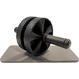 Campteck U7338 Ruota Addominali per la Forza del Core - Design Stabile a Doppia Ruota - Include Tappetino per le Ginocchia Grigia - Nero