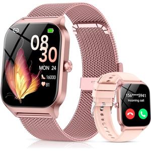 CASCHO Smartwatch Donna,1.85" HD Orologio Smartwatch con Chiamate Bluetooth e Assistente Vocale AI,120+ Sportive con Contapassi/Sonno/Cardiofrequenzimetro, Smart Watch per iOS Android, 2 Cinturini