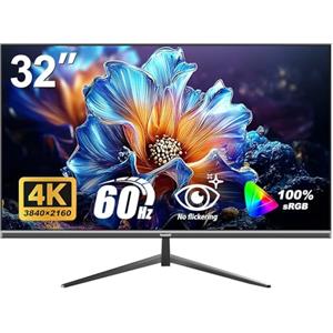 Gawfolk Monitor per computer 32 pollici 4K UHD, schermo ultra chiaro (3840×2160p), 100% sRGB, angolo di visione di 178 °, HDMI, porta display, compatibile con montaggio a parete 100 * 100 mm- nero