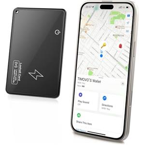 TiMOVO Scheda Tracker Portafoglio per Apple Find My (Solo iOS) Ricarica Wireless Localizzatore Portafoglio per Borse/Bagagli/Passaporti IP68 Impermeabile Bluetooth Item Locator Tracker - Nero