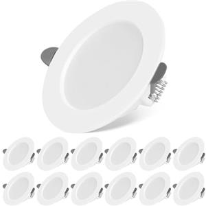 KEJIYILT Faretto da incasso a LED SET di 12, faretto da incasso extra piatto AC175-265V plafoniera piatta rotonda, 7W 700LM equivalente 70W lampada a incandescenza bianco freddo 6000K per bagno soggiorno