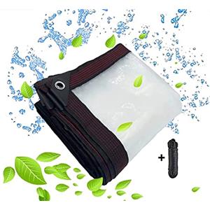 BCBIG Telone trasparente con occhielli, impermeabile, telone di copertura per esterni, per mobili da giardino, tenda da giardino, 3x4 m