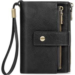 KTUEOV Portafoglio Donna, Portamonete Donna in Pelle PU con Blocco RFID - 12 Slot per Carte, 2 Taschine con Zip per Monete e Tracolla Staccabile Morbido Comodo Portafogli Piccolo