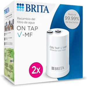 BRITA ON TAP V-MF filtro acqua rubinetto per sistemi ON TAP e ON TAP PRO | 2x filtro di ricambio originale (600L) riduce il 99,999% di batteri, PFAS, cloro, microparticelle e metalli(600l)