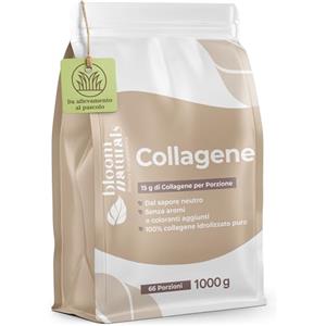 Bloom Naturals Beauty Supplements Collagene Idrolizzato in Polvere 1000g (1 KG) - 15g per Porzione - Alto Dosaggio & Gusto Neutro, Peptidi Tipo 1 & 3 - Peptidi di Collagene - Confezionato in Germania Testato in Laboratorio