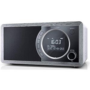 SHARP DR-450(GR) - Radio digitale portatile con DAB/DAB+/FM, Bluetooth 4.2, funzione sveglia/sonno e snooze, effetto legno, colore: Grigio