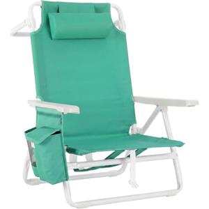 LIFERUN Sedia da Spiaggia Pieghevole, Sedia Pieghevole Leggera e Portatile come uno Zaino, Sedia da Campeggio, Reclinabile, Capacità di Carico fino a 150 kg, Sedia Pieghevole da Esterni
