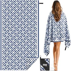 Hexify Telo Mare xxl 90×180 cm, Asciugamano Grande In Microfibra Ad Asciugatura Rapida, Telo Bagno Senza Sabbia, Coperta Da Spiaggia Donna (marrone) (blu)