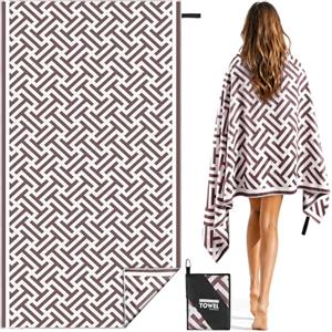 Hexify Telo Mare xxl 90×180 cm, Asciugamano Grande In Microfibra Ad Asciugatura Rapida, Telo Bagno Senza Sabbia, Coperta Da Spiaggia Donna (marrone) (verde)