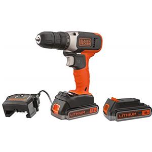BLACK+DECKER BCD001E2K, Trapano Avvitatore 18 V 37 Nm con 2 Batterie al Litio da 2,5 Ah