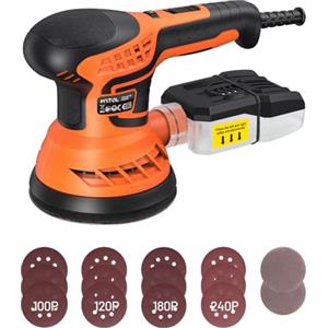 MYTOL 350W Levigatrice orbitale,7 velocità variabili,14 pezzi di carta vetrata(2 vetrata senza polvere)e raccoglitore di polvere,6000-13000U/min,125MM Levigatrice per Legno per la levigatura del legno