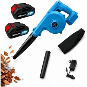 10ELED Soffiatore a Batteria 2 in 1 - Soffia e Aspira - Potenza 300 W | 2 Batterie 48V e accessori, velocità aria 120 km/h, leggero ed ergonomico, per foglie, polvere e piccoli detriti