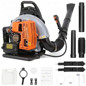 LENJKYYO Soffiatore a Scoppio 63CC 2.7kW, Aspirafoglie da Giardino a Benzina con Tracolla Regolabile, Soffiatore a Batteria Potente Autonomia 1h, Aspiratore Foglie da Giardino 0.3m³/sec