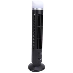 Ouitble Ventilatore a Torre Silenzioso, Mini Ventilatore a Colonna USB con Luce, Mobile Regolabile, Alimentato a Batteria per Casa, Camera Letto, Ufficio (Nero)