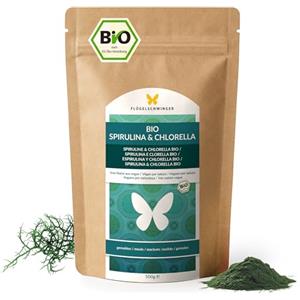 Flügelschwinger 500 g Polvere di Spirulina & Chlorella BIO, 100% naturale, controllata per i residui, coltivata e prodotta secondo il regolamento biologico UE, qualità crudista, senza additivi