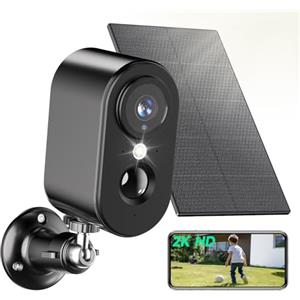 PESAIR 2K Telecamera di sorveglianza WiFi Esterna senza fili Batteria, Telecamera di sorveglianza con pannello solare, visione notturna Colore, Esterno/Interno, PIR Rilevamento Movimento, IP66