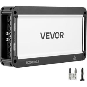 VEVOR Amplificatore Audio per Auto a 4 Canali Potenza a Ponte di Classe D max. 4x500 W a 4 Ohm/4x1000 W a 2 Ohm, Amplificatore per Vericoli Multicanale 14,4V CC Larghezza di Banda 15 Hz-30 kHz