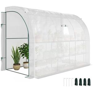Outsunny Serra Outsunny con finestra a ripiani, serra in pellicola d'acciaio resistente all'inverno, serra a muro per balcone, giardino, casa del pomodoro 300x150x213cm serra del pomodoro per ortaggi fiori