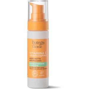 Bottega Verde - Vitamina C + Biancospino, Siero Notte Antimacchia Viso e Mani, 30 ml, con Vitamina C Microincapsulata, Biancospino e Cybright, Schiarente e Uniformante per Tutti i Tipi di Pelle