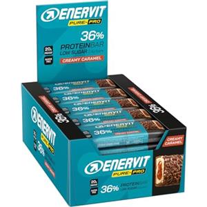 Enervit Pure-Pro Protein Bar 36% Caramel, Barretta Proteica con Ripieno Morbido al Caramello, 20g Proteine, Crescita della Massa Muscolare, Post Workout, Low Sugar, Senza Glutine, 25 Barrette da 55g